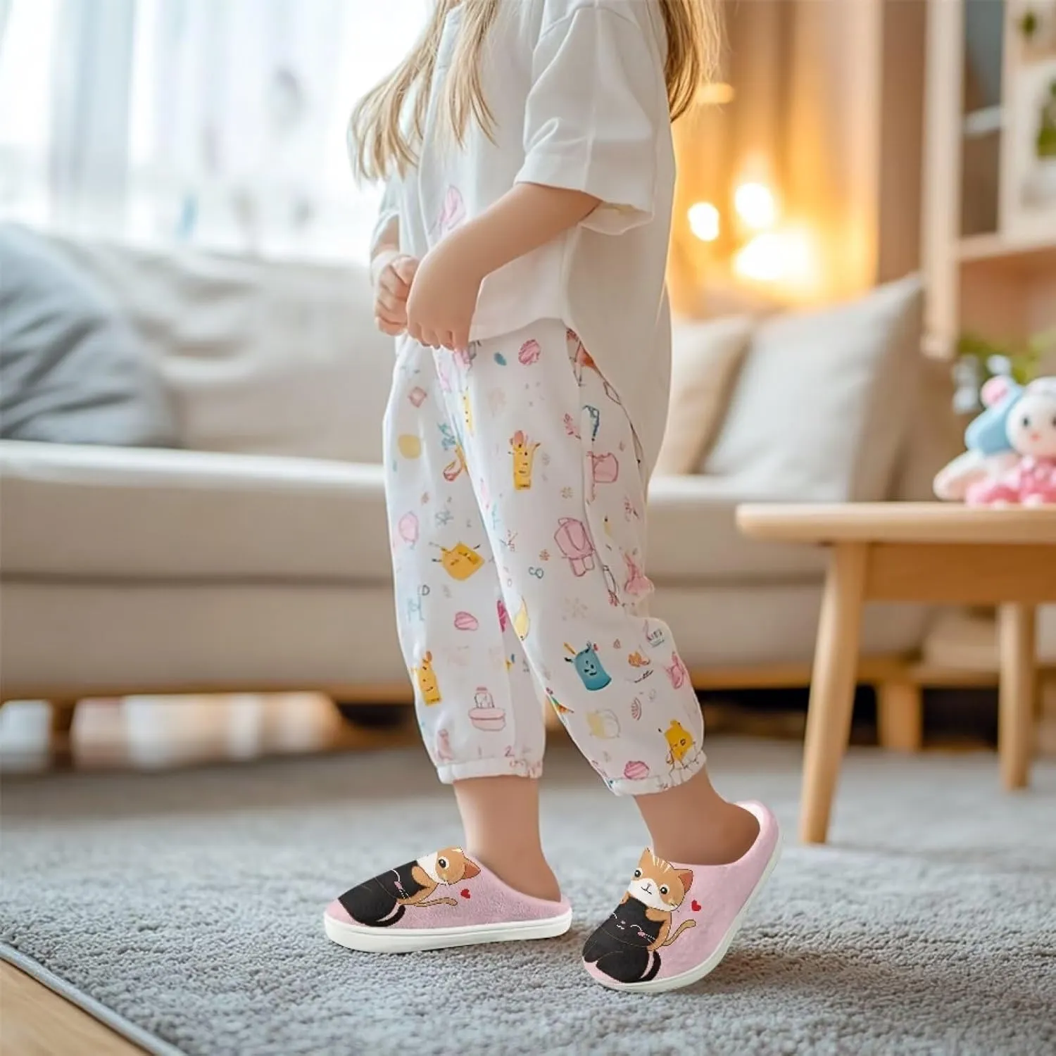 Kids Fuzzy Home Slipper Warm Soft Indoor Bedroom Slippers Winter Comfort Non-Slip Outdoor Slippers for Toddler Boys GirlsLittle kids US 9-15