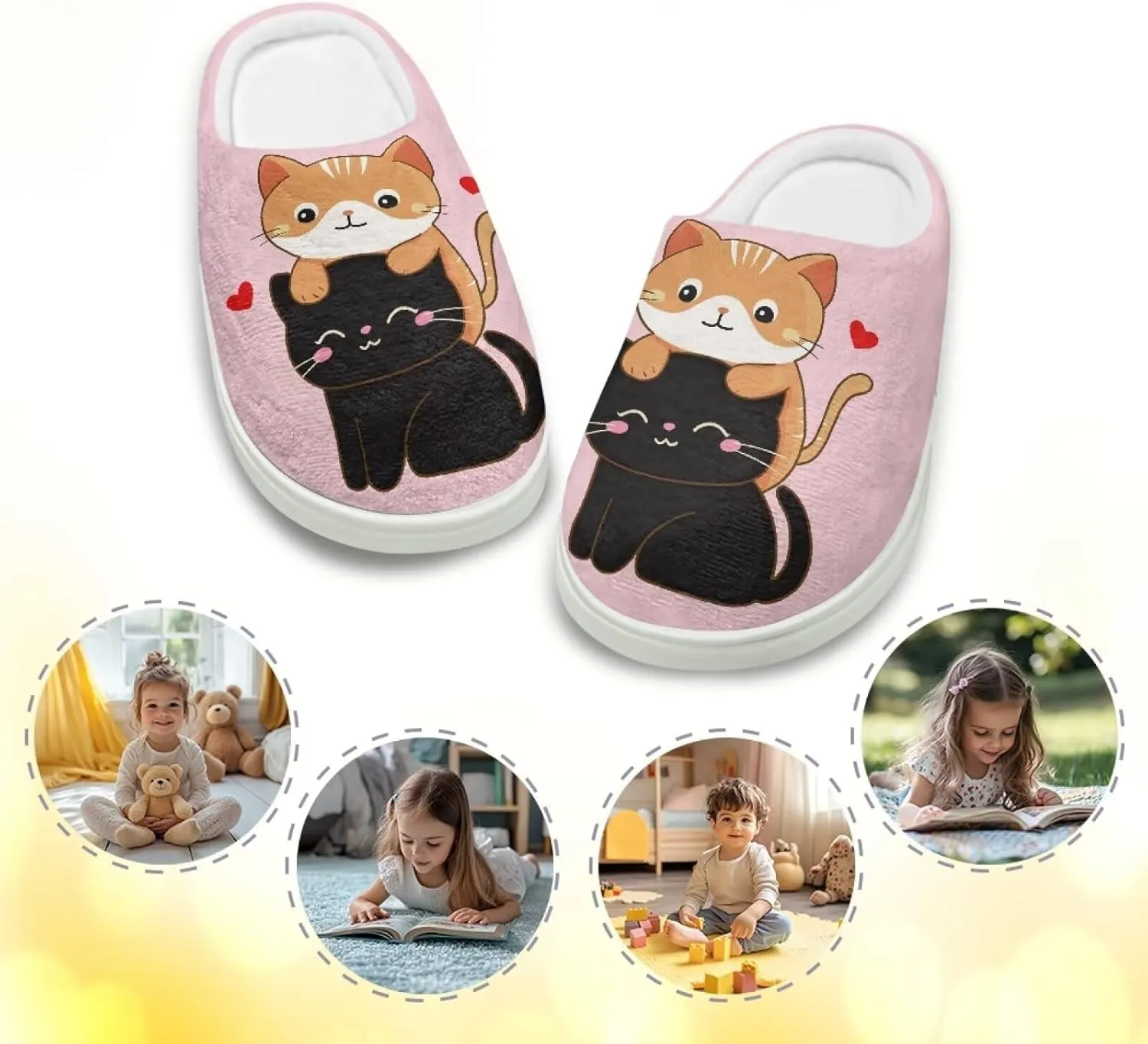 Kids Fuzzy Home Slipper Warm Soft Indoor Bedroom Slippers Winter Comfort Non-Slip Outdoor Slippers for Toddler Boys GirlsLittle kids US 9-15