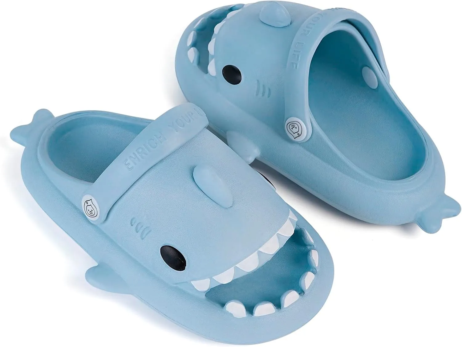 Kids Shark Slides Boys Girls Toddlers Cloud Shower Slippers Cute Cartoon Open Toe Sandals Cushioned Thick Sole Beach Pool Shoes