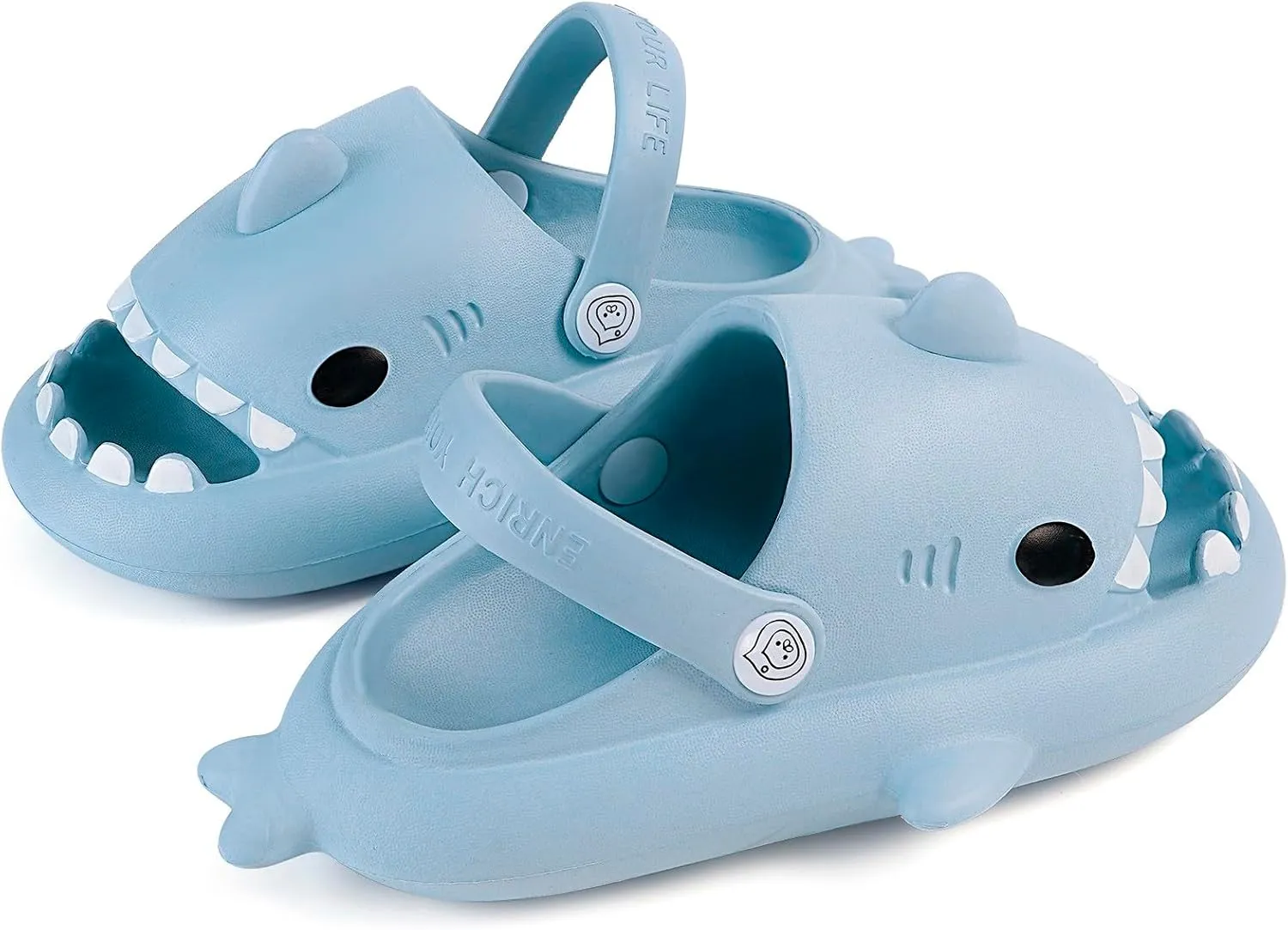 Kids Shark Slides Boys Girls Toddlers Cloud Shower Slippers Cute Cartoon Open Toe Sandals Cushioned Thick Sole Beach Pool Shoes