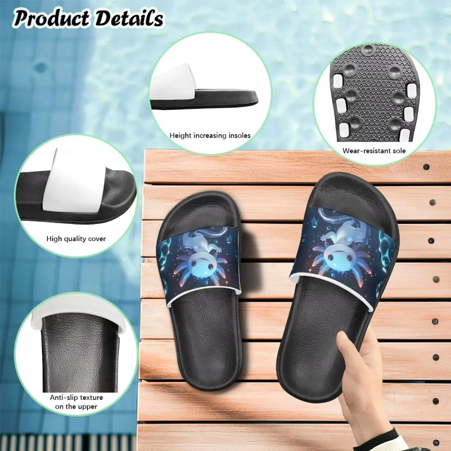 Kids Slides for Girls Shoes Summer Open Toe Slides Sandals Boys Beach Slide Kids Shower Shoes Non-Slip