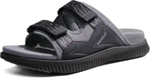 KuaiLu Mens Orthotic Sandals Athletic Thick Cushion Recovery Sport Slides Adjustable Strap Open Toe Walking Sandles With Comfortable Plantar Fasciitis Arch Support