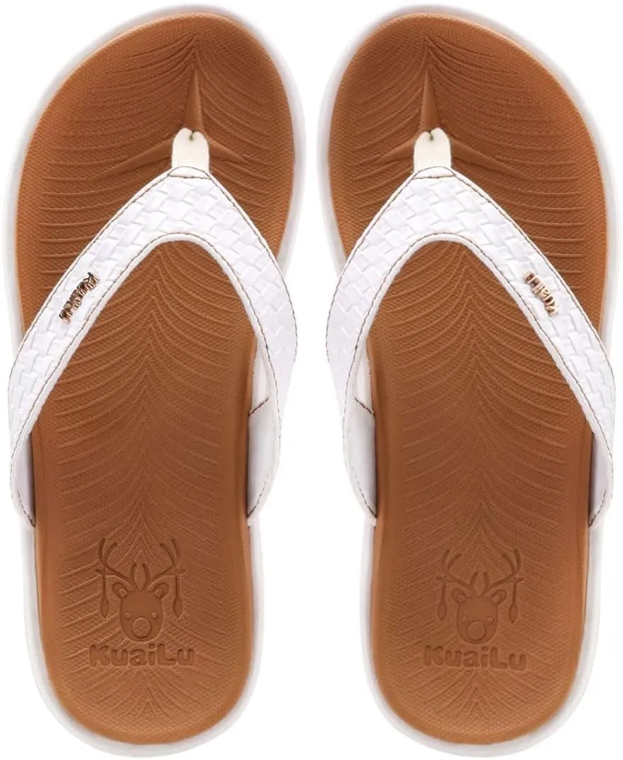 KuaiLu Womens Flip Flops Ladies Yoga Mat Comfortable Walking Thong Sandals With Plantar Fasciitis Arch Support Slip On Indoor Outdoor For Summer