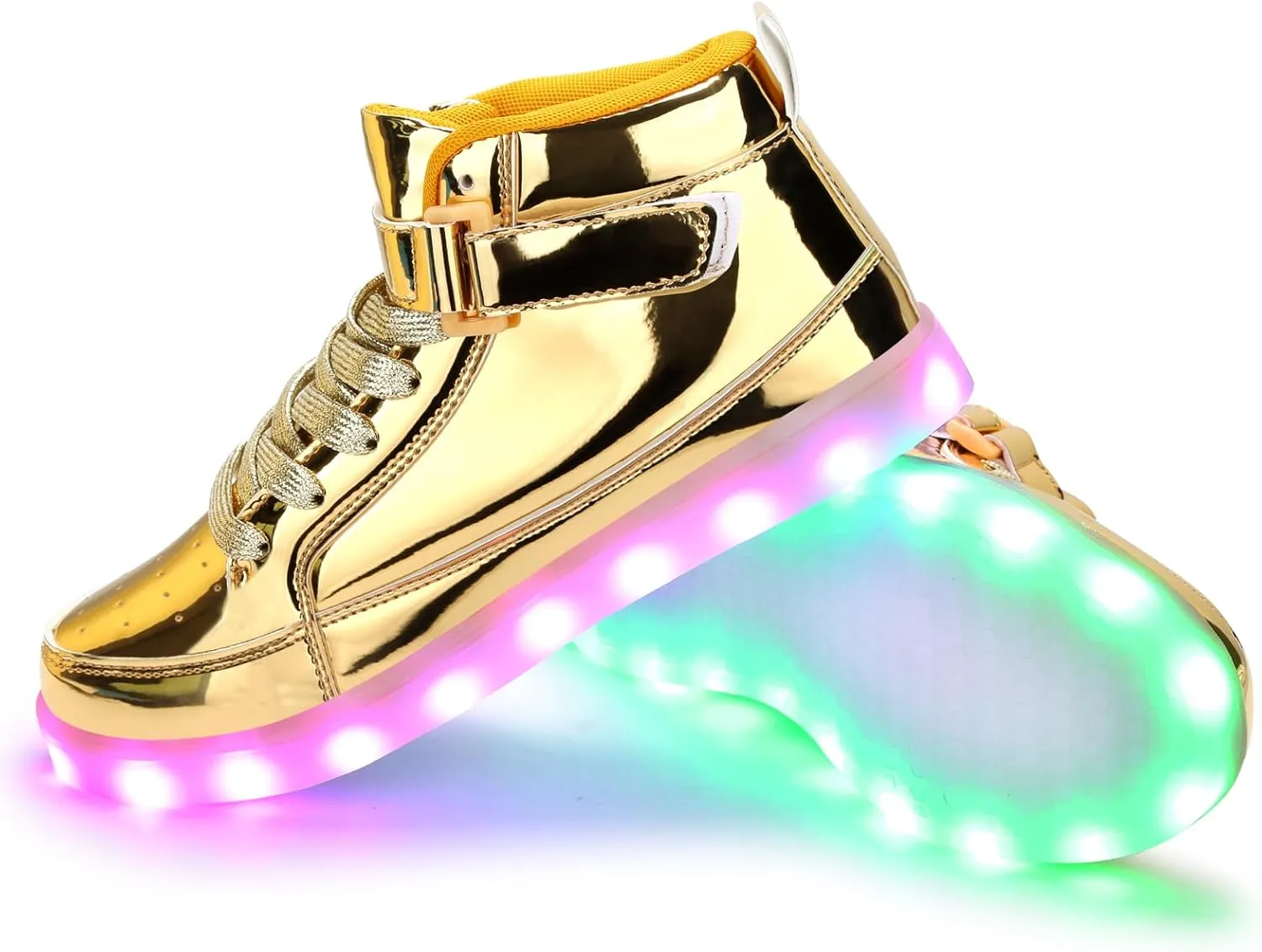 KUNWFNIX Light Up High Top Adult LED Sneakers - Multicolor, Men's & Women's - Glow in The Dark - USB Rechargeable - Dancing Parties