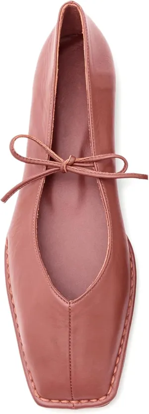 Lace Up Square Toe Ballet Flats for Women Cute Bow Slip On Mary Jane Flats Casual Ballerina Shoes