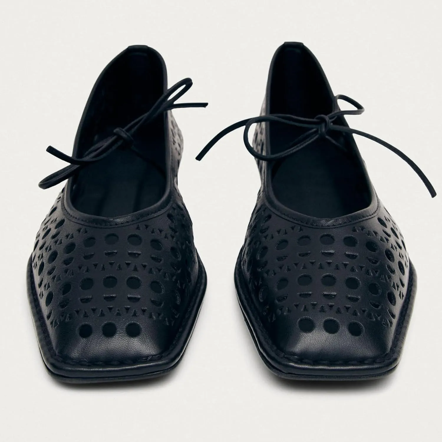 Lace Up Square Toe Ballet Flats for Women Cute Bow Slip On Mary Jane Flats Casual Ballerina Shoes