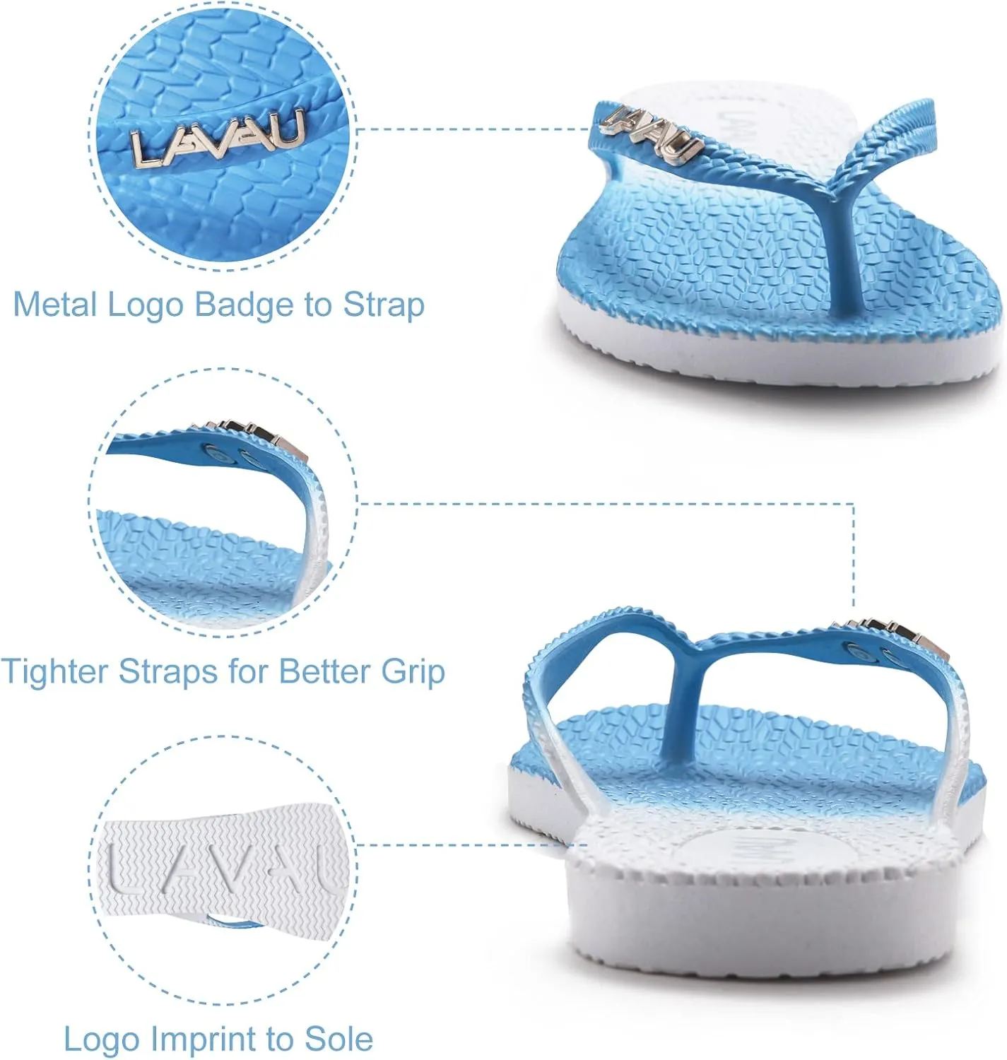 LAVAU Women Waterproof Flip Flops, Shower & Water No-Slip Sandals for Pool and Beach