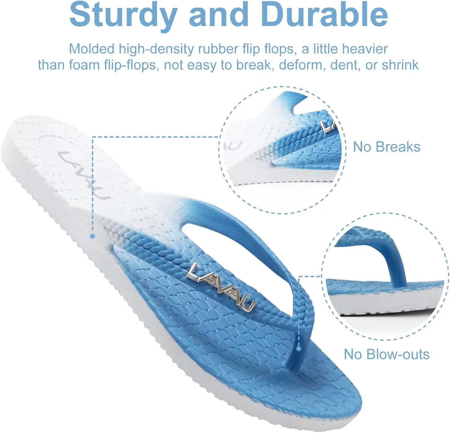 LAVAU Women Waterproof Flip Flops, Shower & Water No-Slip Sandals for Pool and Beach