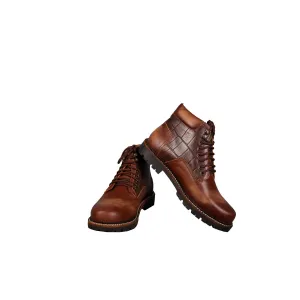 Leather Boot Croco brown