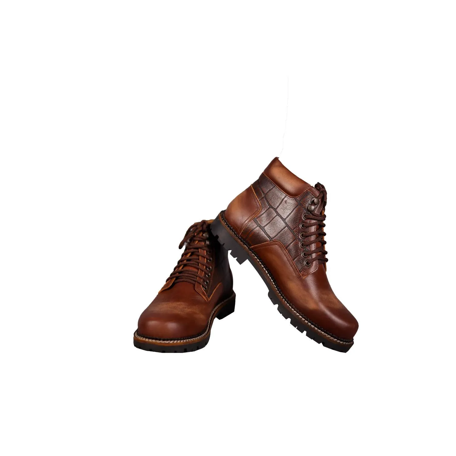 Leather Boot Croco brown