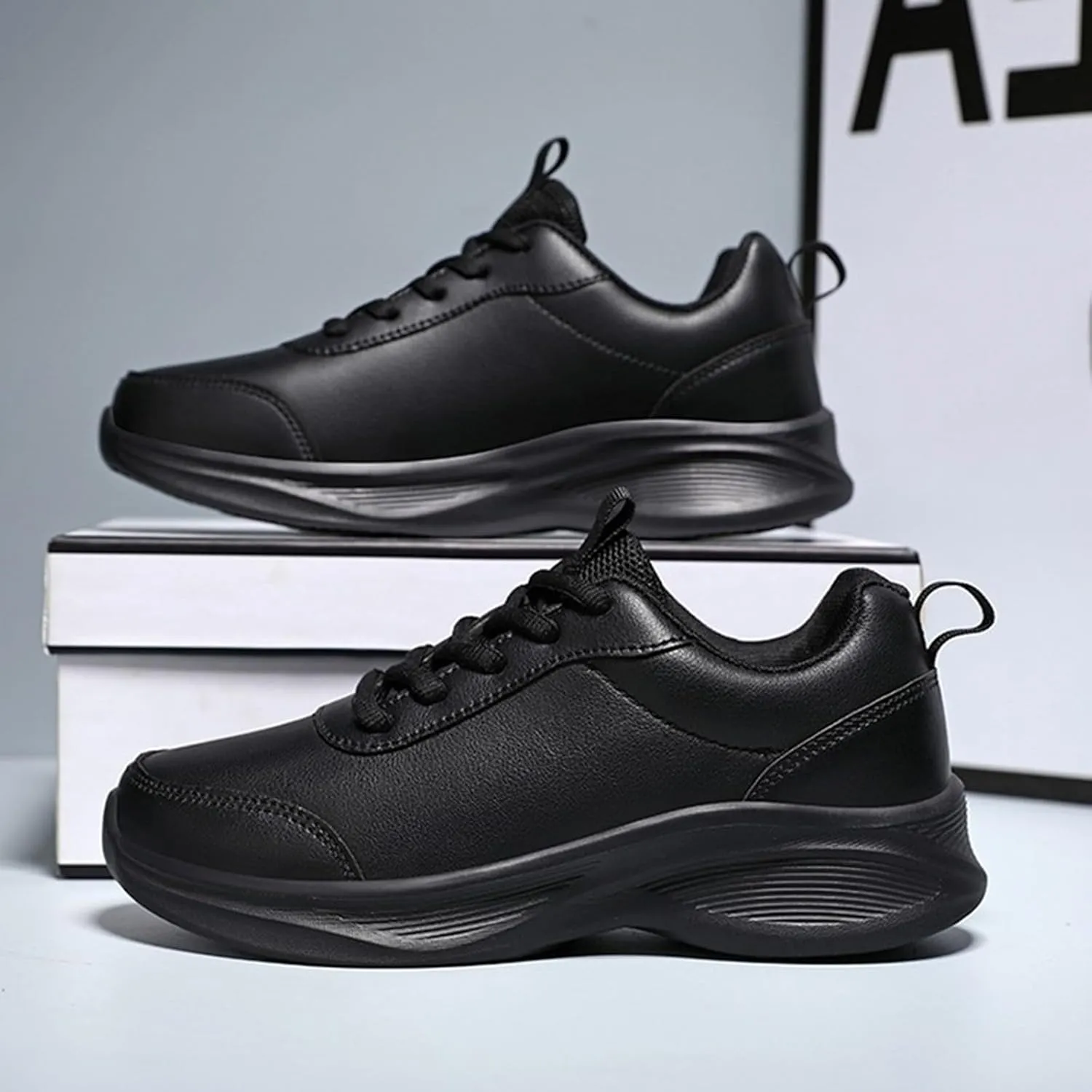 Leather Casual Dress Shoes for Men Non Slip Walking Shoes Waterproof Lace Up Running Shoes Sneakers for Women