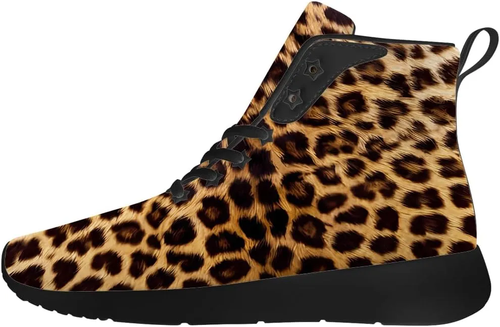 Leopard Shoes for Women Cheetah Skin High Top Sneakers Brown Shoes Gifts for Girlfriend Mom