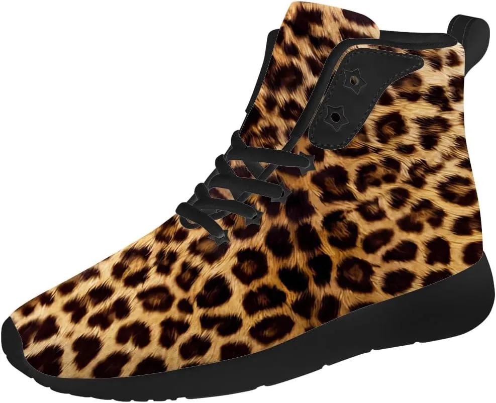 Leopard Shoes for Women Cheetah Skin High Top Sneakers Brown Shoes Gifts for Girlfriend Mom
