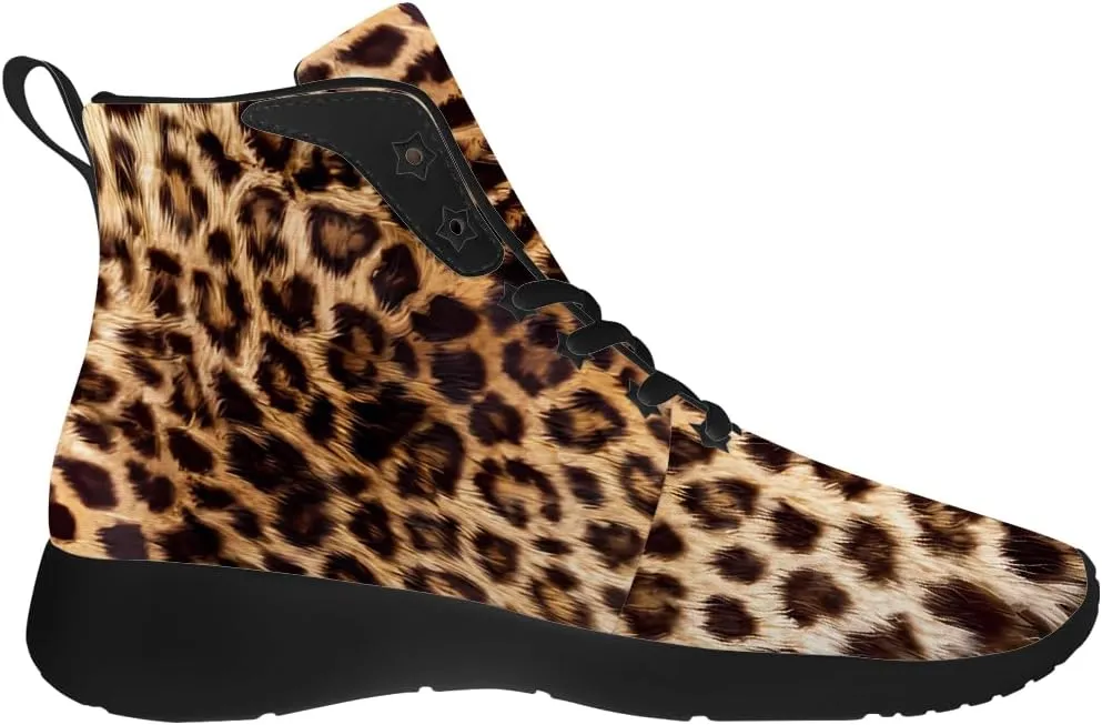 Leopard Shoes for Women Cheetah Skin High Top Sneakers Brown Shoes Gifts for Girlfriend Mom