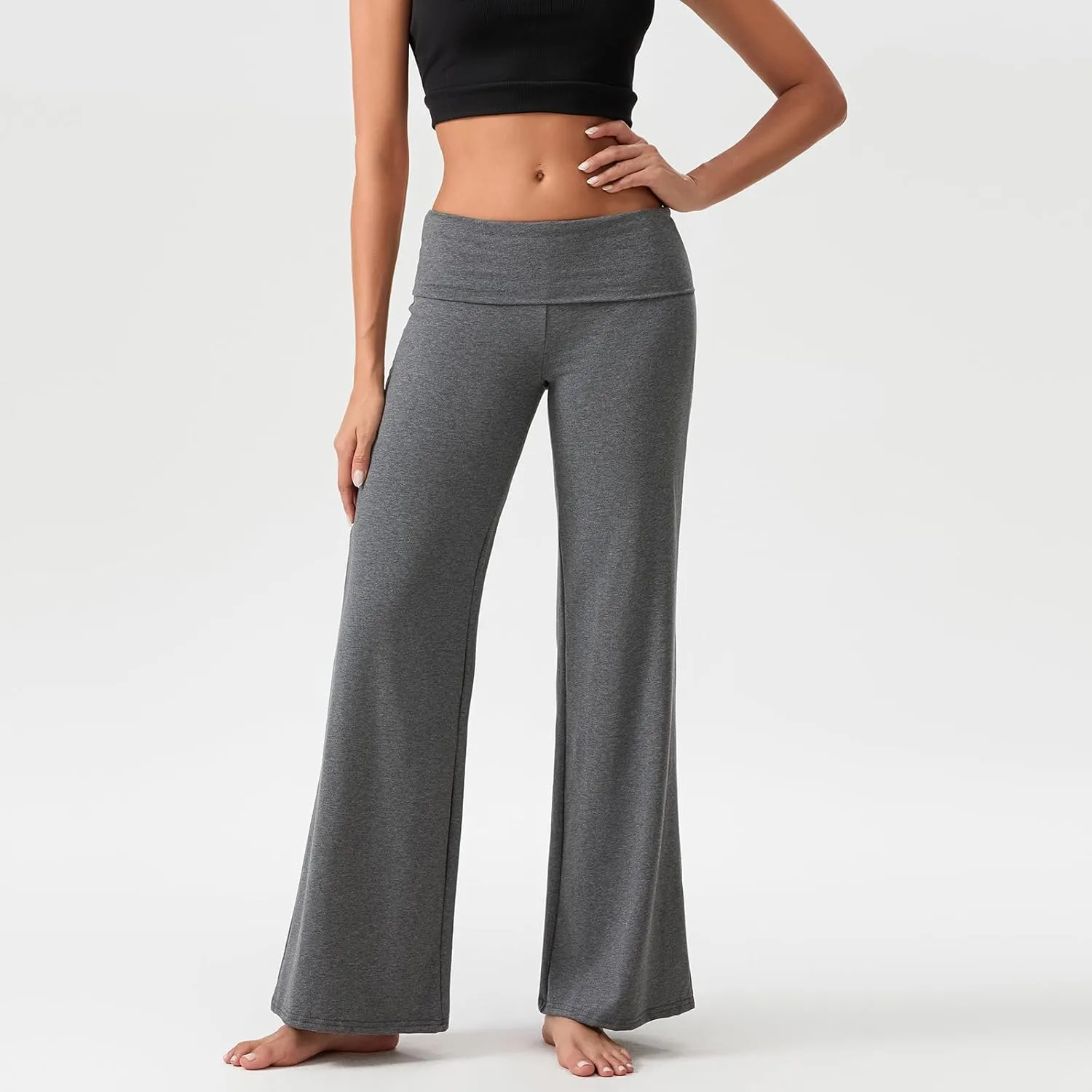 LILTWIST Fold Over Yoga Pants Women Y2k Flare Lounge Leggings Cute Low Rise Bell Bottom Leggings Wide Leg Bootcut Sweatpants