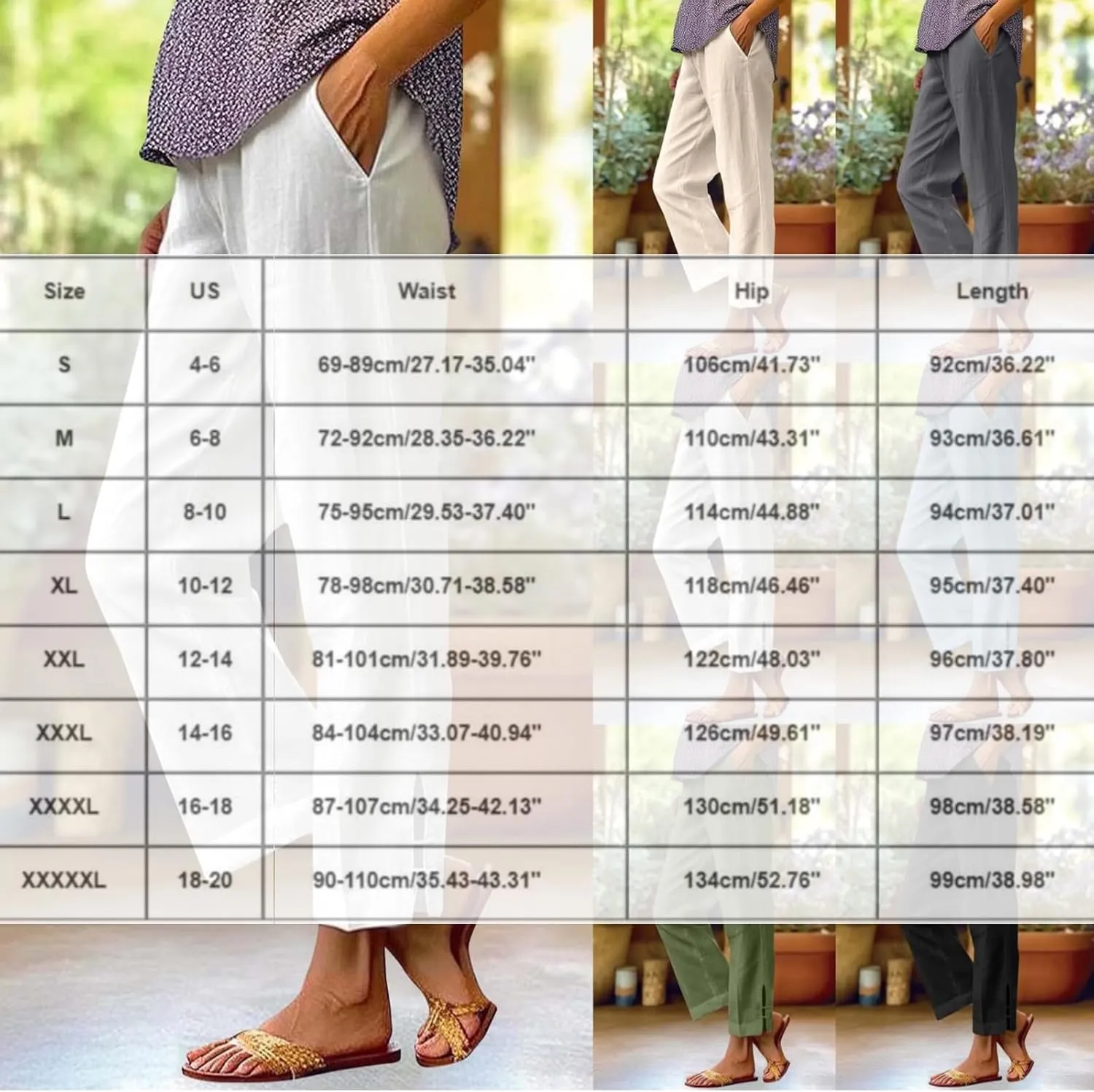 Linen Pants for Women 2025 Summer Waist Elastic Straight Leg Lounge Boho Pant Casual Loose Beach Trousers with Pockets