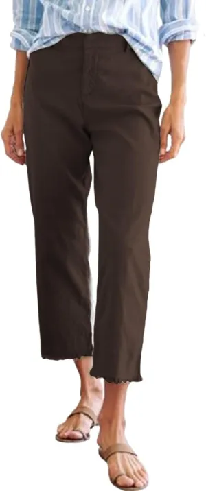 Linen Pants Women High Waisted Summer Casual Capris for Women 2025 Ladies Cropped Trousers for Seniors with Pockets