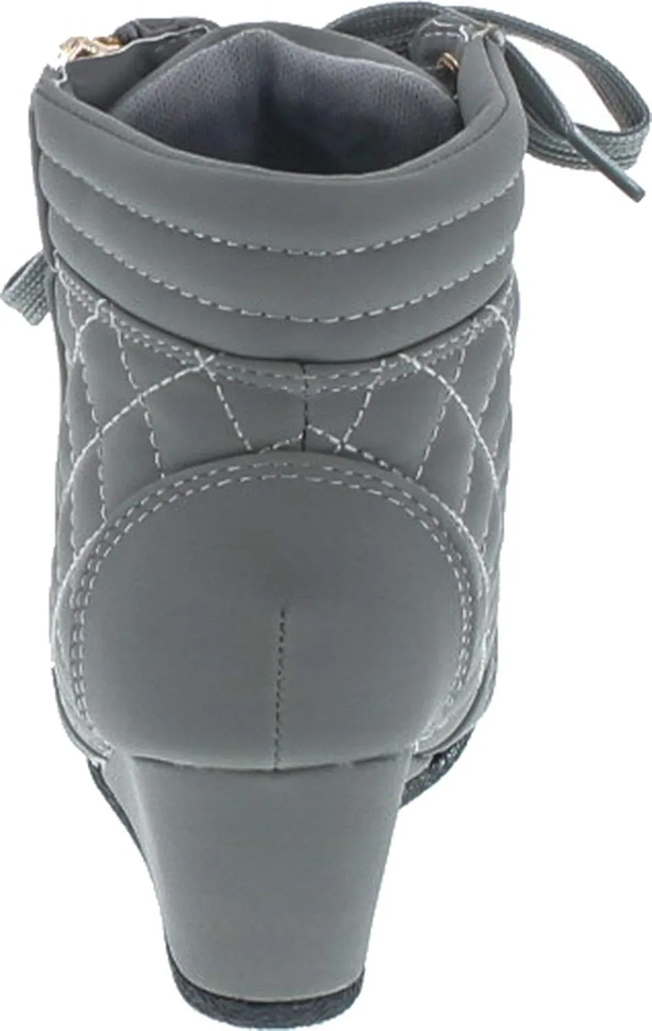 Link Peggy-63K Children Girl's Wedge Heel Lace Up Diamond Shape Quilted Sneakers