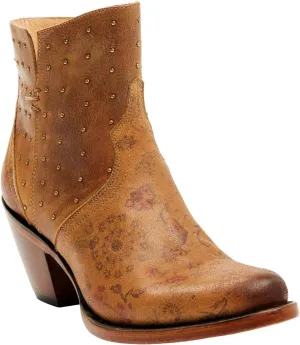 Lucchese Womens Harley Cowhide Studded Round Toe Casual Boots Ankle Mid Heel 2-3" - Black