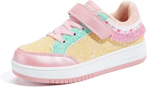 LUCKY STEP Kid's Glitter Fashion Sneakers Girls Sparkly Tennis School Slip On Shoes Walking Casual Party Dress Shoes for Toddler Children