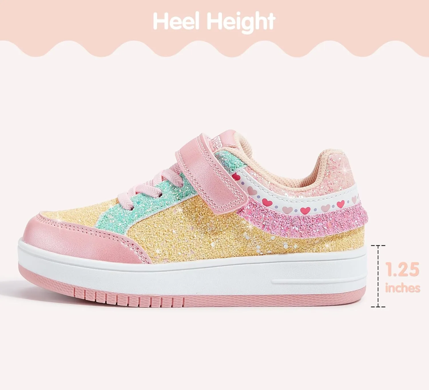 LUCKY STEP Kid's Glitter Fashion Sneakers Girls Sparkly Tennis School Slip On Shoes Walking Casual Party Dress Shoes for Toddler Children