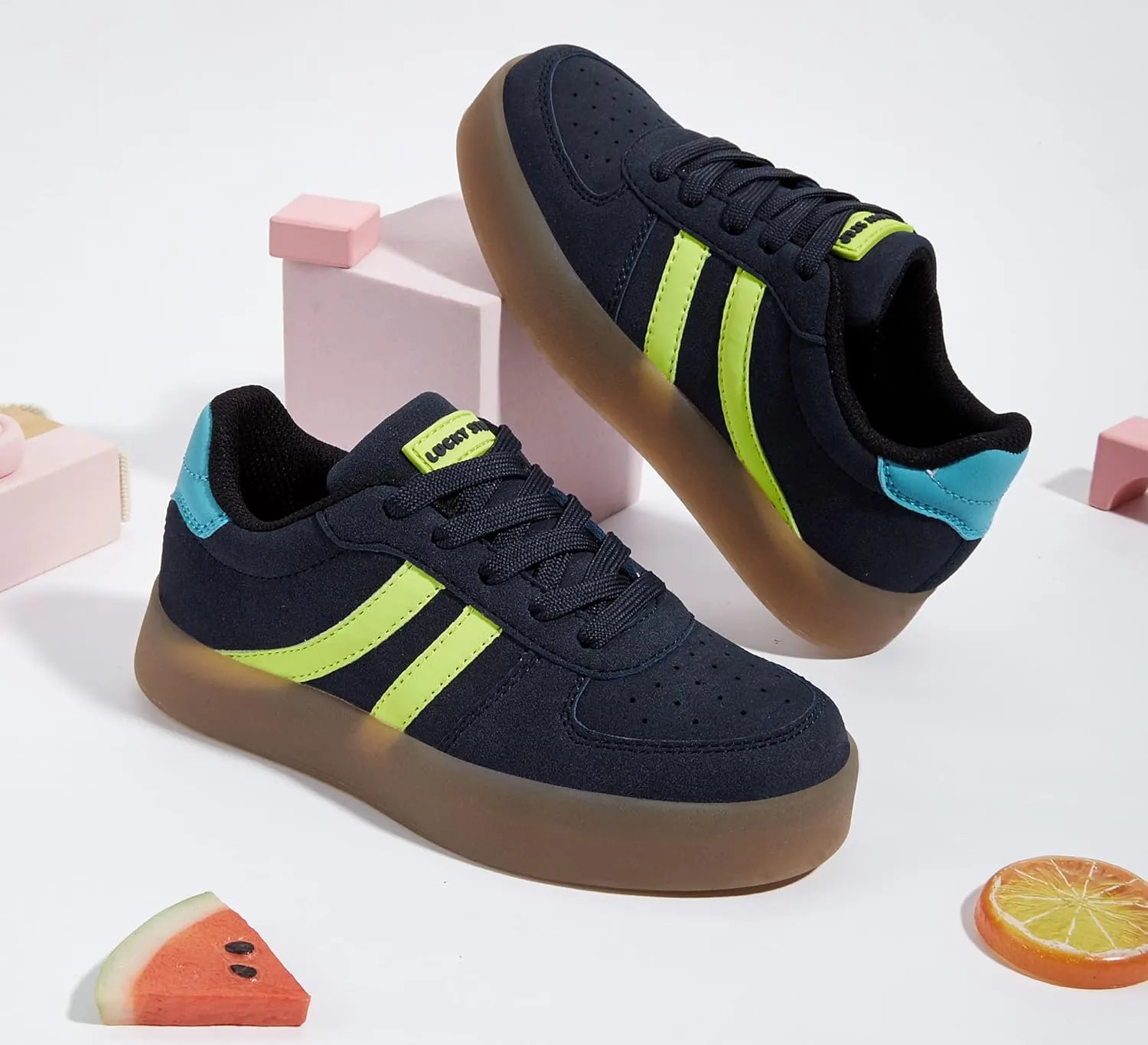 LUCKY STEP Unisex-Child Kid's Sneakers Lace Up School Fashion Platform Breathable Tennis Athletic Running Walking Shoes for Boys Girls