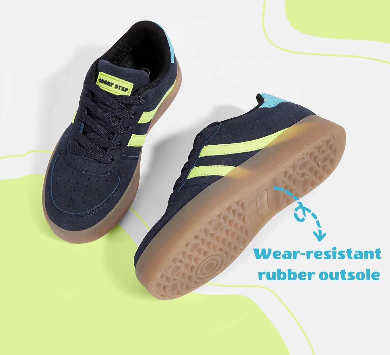 LUCKY STEP Unisex-Child Kid's Sneakers Lace Up School Fashion Platform Breathable Tennis Athletic Running Walking Shoes for Boys Girls