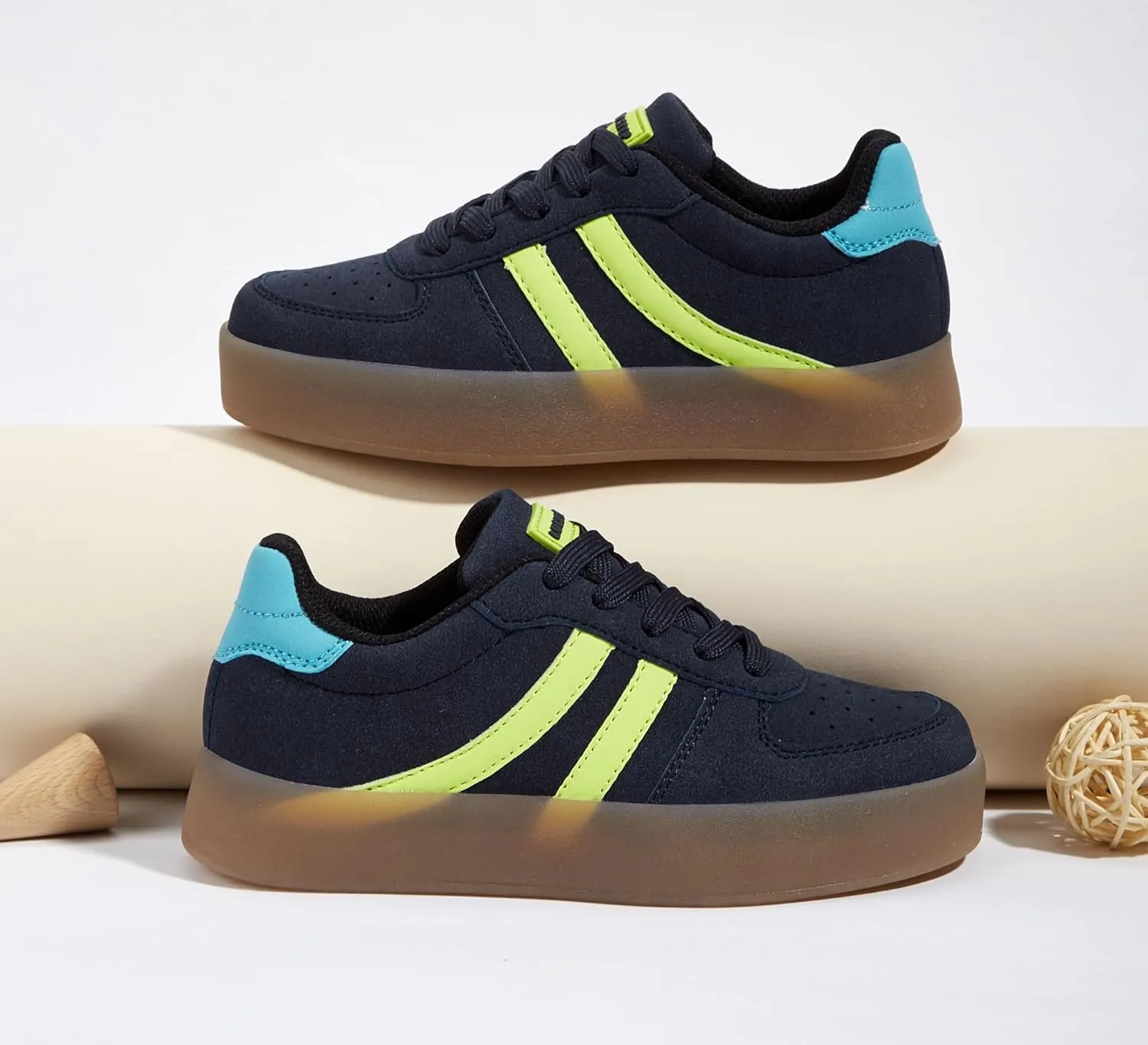 LUCKY STEP Unisex-Child Kid's Sneakers Lace Up School Fashion Platform Breathable Tennis Athletic Running Walking Shoes for Boys Girls