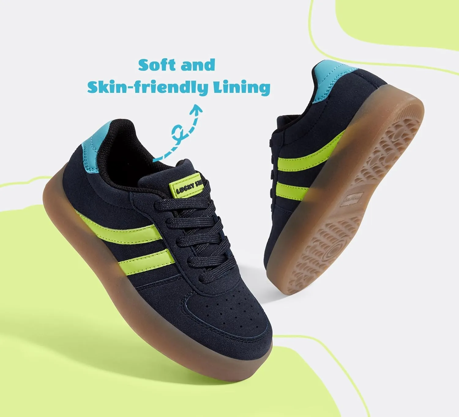 LUCKY STEP Unisex-Child Kid's Sneakers Lace Up School Fashion Platform Breathable Tennis Athletic Running Walking Shoes for Boys Girls