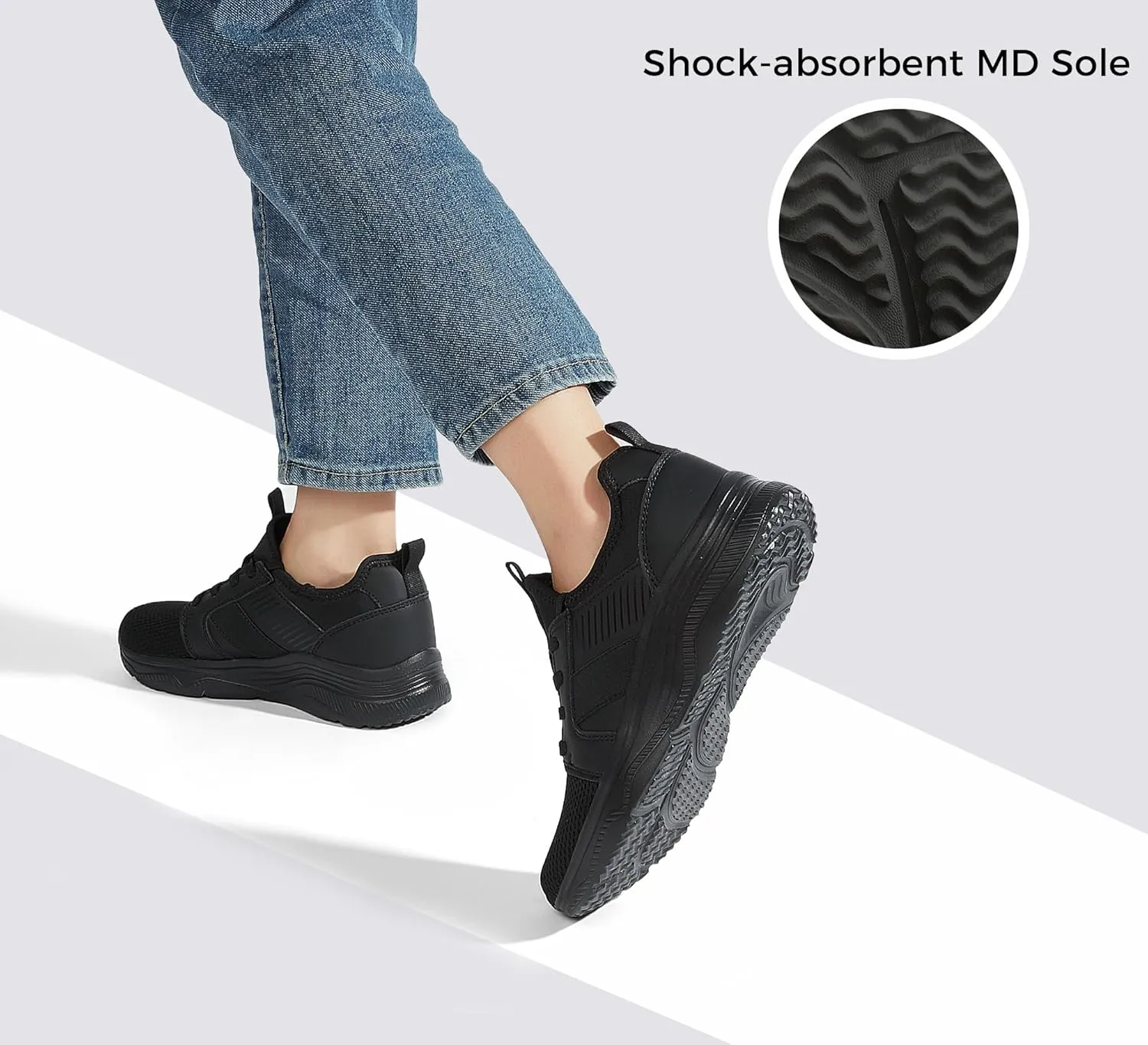 LUCKY STEP Women's Mesh Slip On Walking Shoes Platform Tennis Running Sneakers Breathable Lightweight Training Workout Athletic Gym Footwear