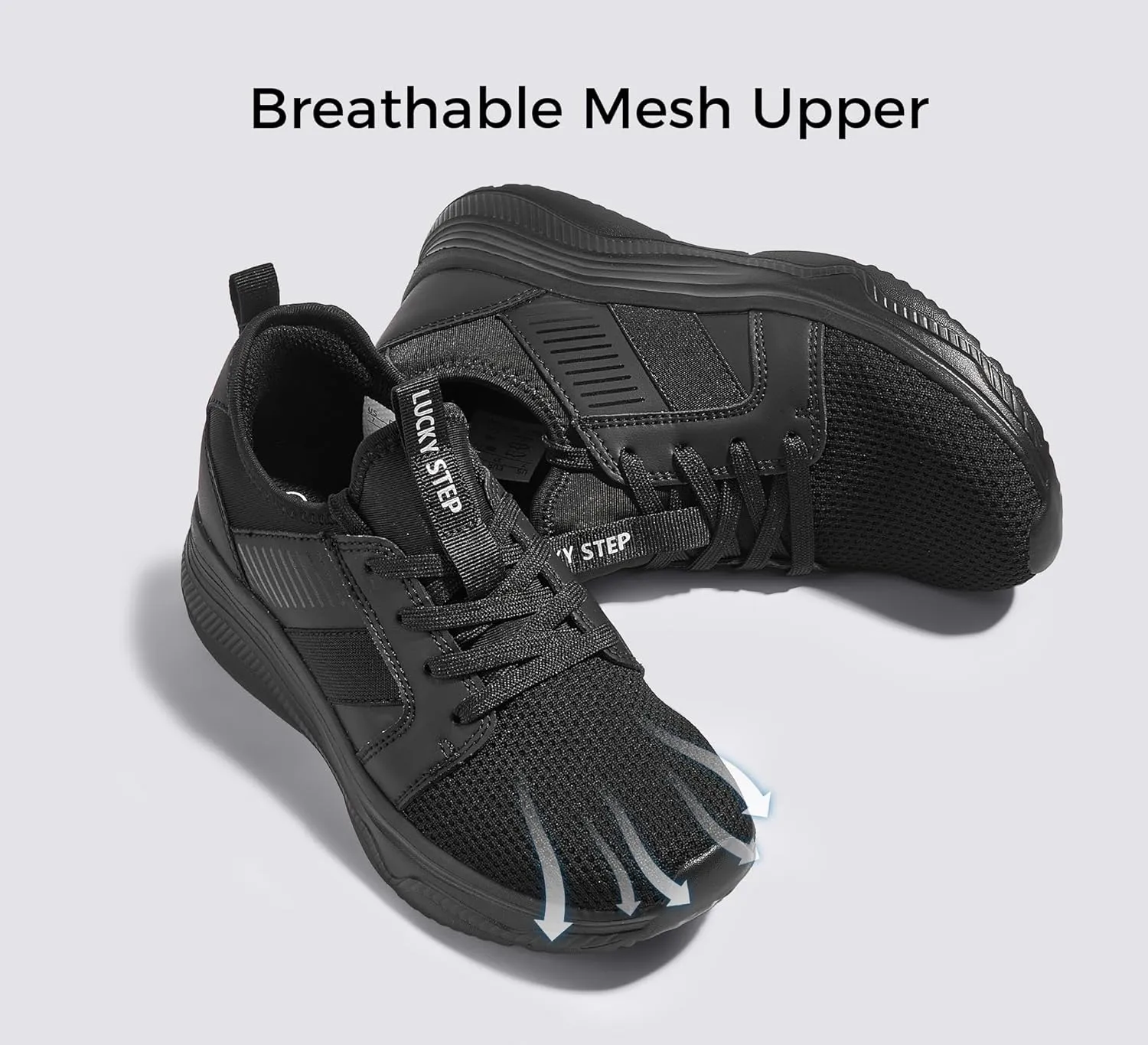 LUCKY STEP Women's Mesh Slip On Walking Shoes Platform Tennis Running Sneakers Breathable Lightweight Training Workout Athletic Gym Footwear