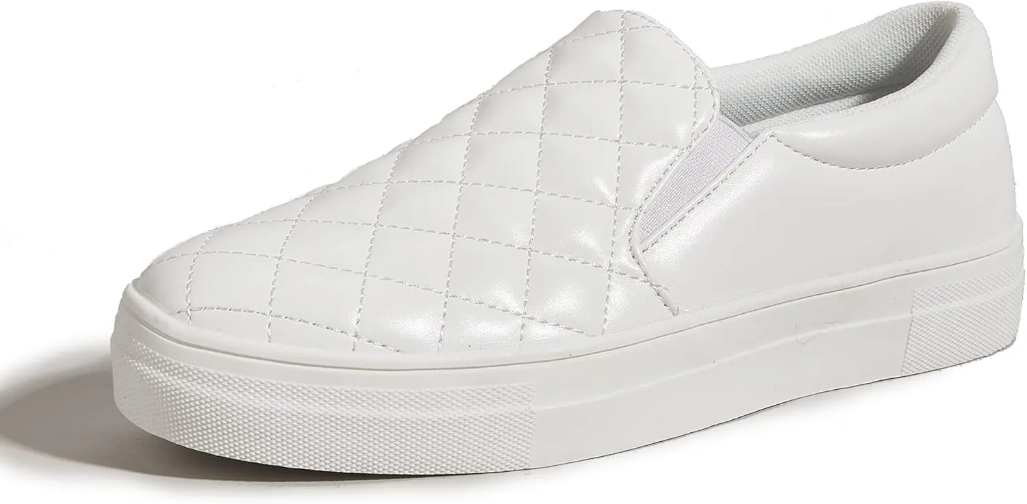 LUCKY STEP Women's Slip On Loafers Comfortable Sneakers Arch Support Casual Flat Fall Walking Shoes