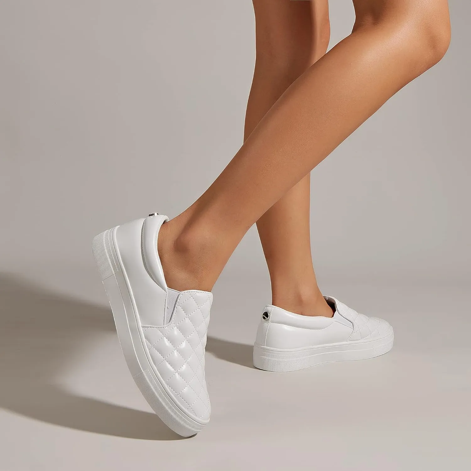 LUCKY STEP Women's Slip On Loafers Comfortable Sneakers Arch Support Casual Flat Fall Walking Shoes