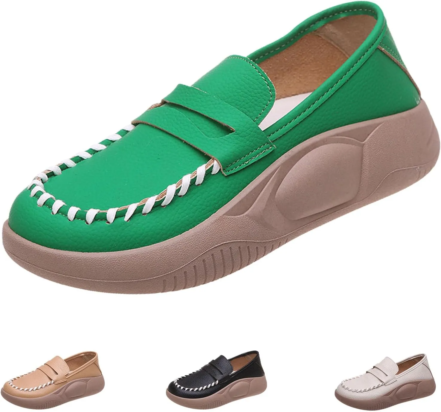 Lurebest Shoes for Women, Biscalo Loafers Orthopedic Walking Shoes for Women, Soft Soled Pure Cowhide Corrective Loafers