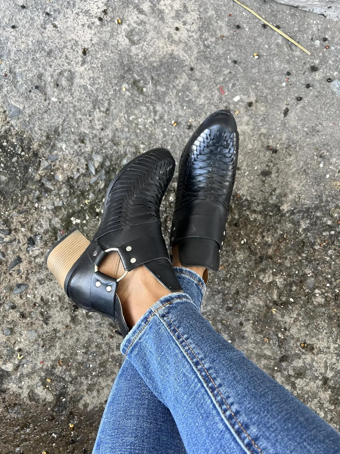 Macarena Collection Women's Handcrafted Leather Ankle Boots - Genuine Leather - Made in Mexico - Available in Black and Tan Model 6230