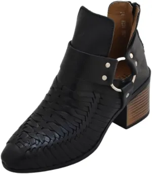 Macarena Collection Women's Handcrafted Leather Ankle Boots - Genuine Leather - Made in Mexico - Available in Black and Tan Model 6230