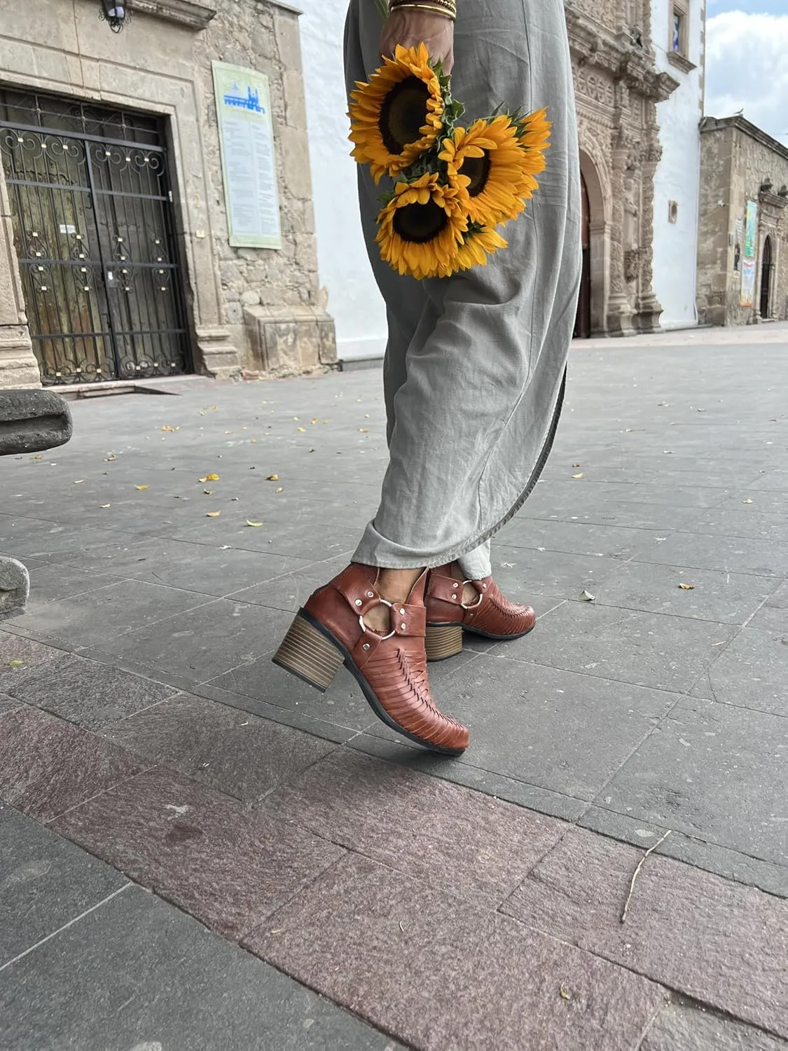 Macarena Collection Women's Handcrafted Leather Ankle Boots - Genuine Leather - Made in Mexico - Available in Black and Tan Model 6230