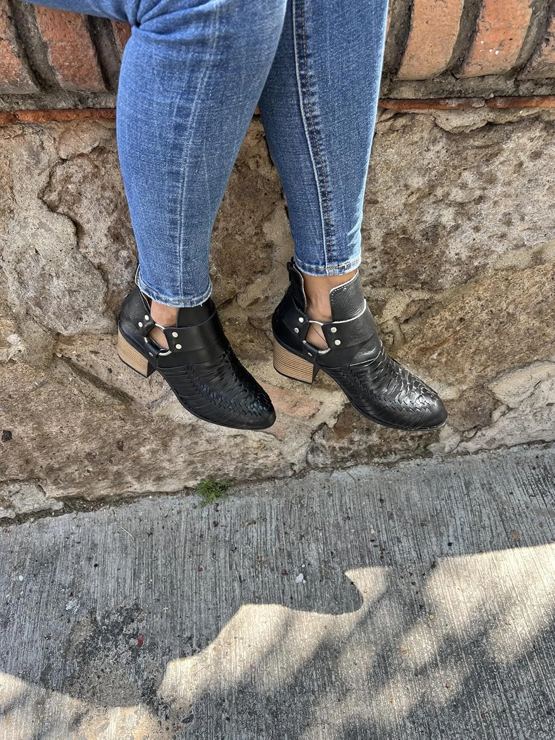 Macarena Collection Women's Handcrafted Leather Ankle Boots - Genuine Leather - Made in Mexico - Available in Black and Tan Model 6230
