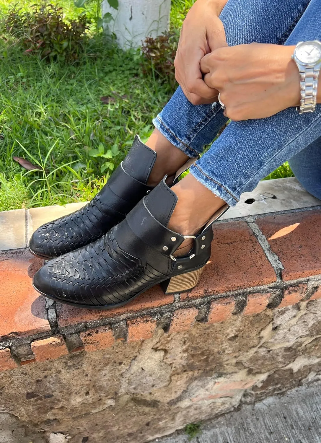 Macarena Collection Women's Handcrafted Leather Ankle Boots - Genuine Leather - Made in Mexico - Available in Black and Tan Model 6230