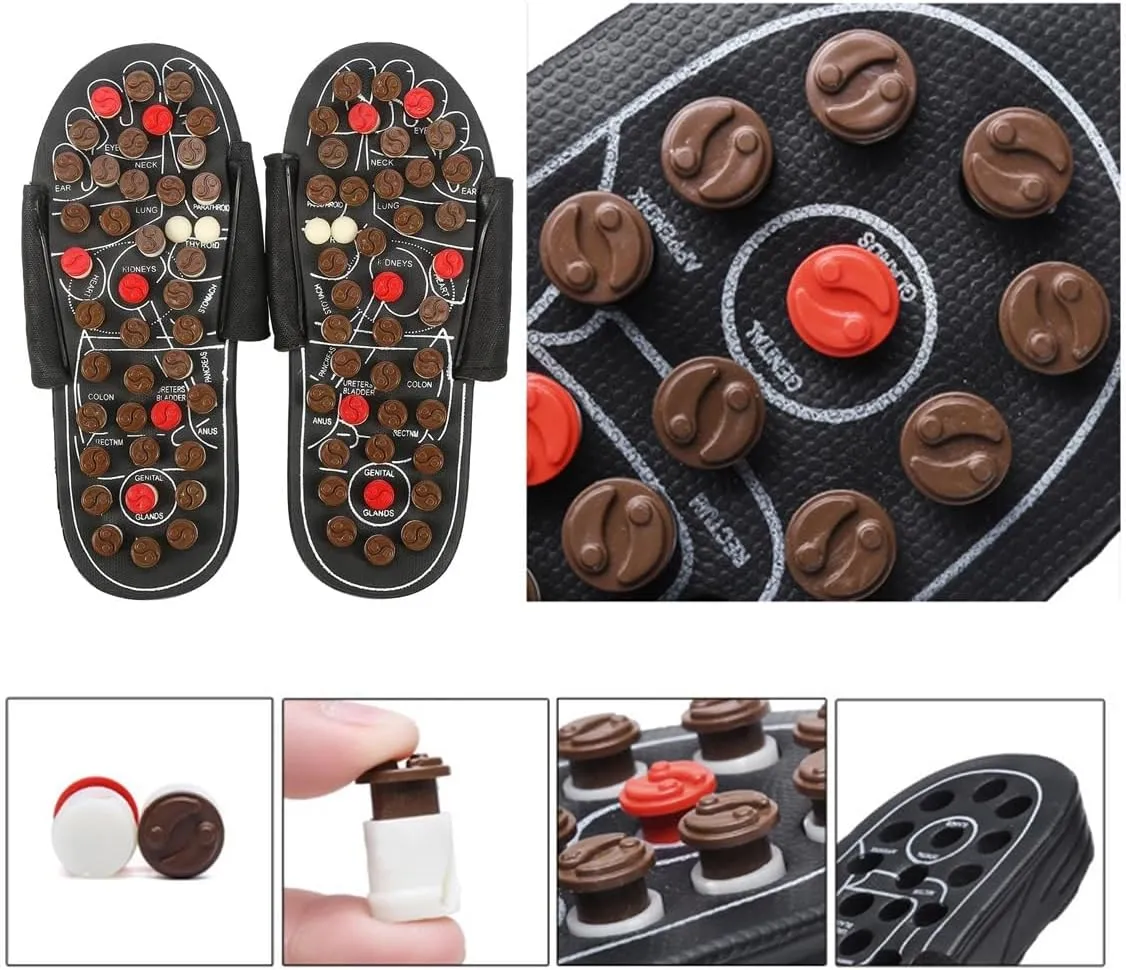 Magnetic Massage Slippers, Spring Acupressure Magnetic Therapy Sandals, Reflexology Acupressure Blood Activating Massage Slippers for Arch Pain Relief (Color : Eight rotated Charts, Size : 38-39)