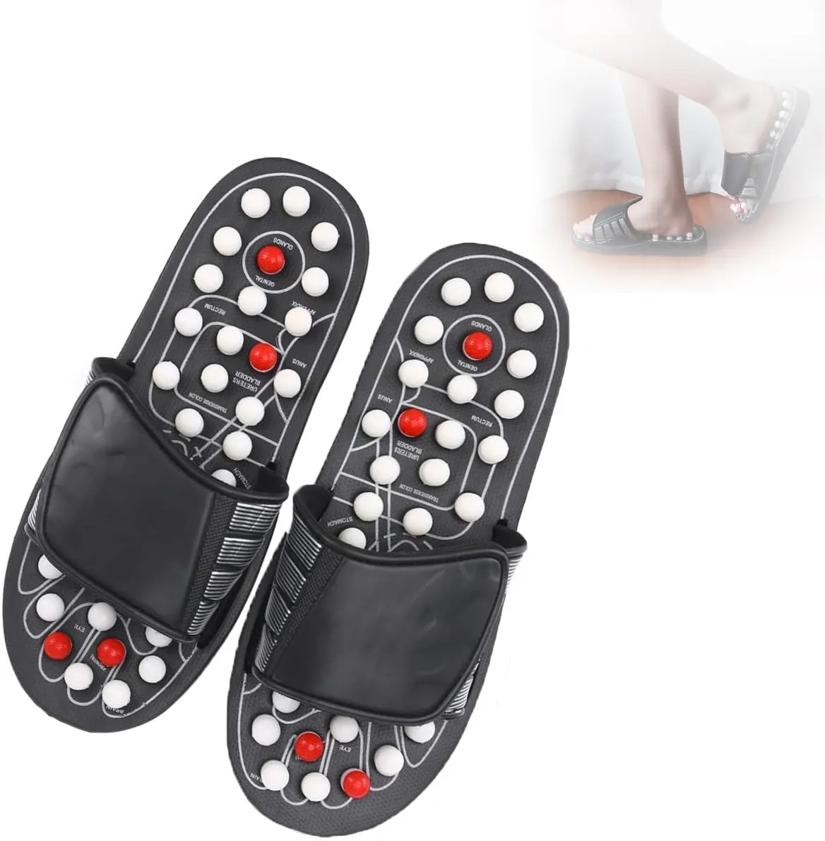Magnetic Massage Slippers, Spring Acupressure Magnetic Therapy Sandals, Reflexology Acupressure Blood Activating Massage Slippers for Arch Pain Relief (Color : Rotated Points, Size : 40-41)