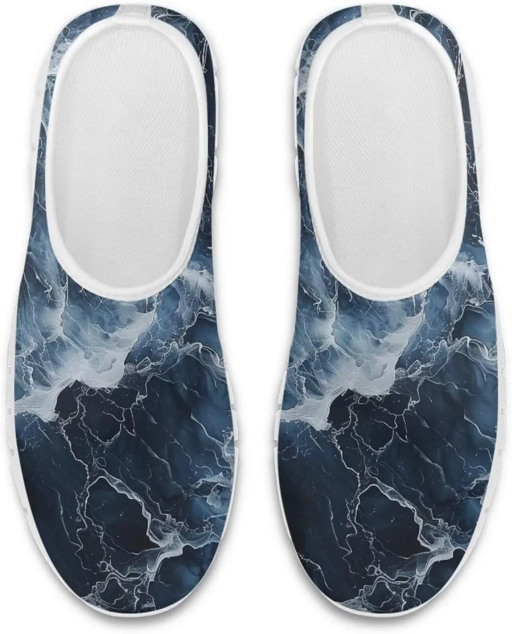 Marble Pattern Men's Slip-on Low Top Casual Loafers Comfortable Travel Walking Shoes Non Slip Sports Running Sneakers US Size（White Sole）