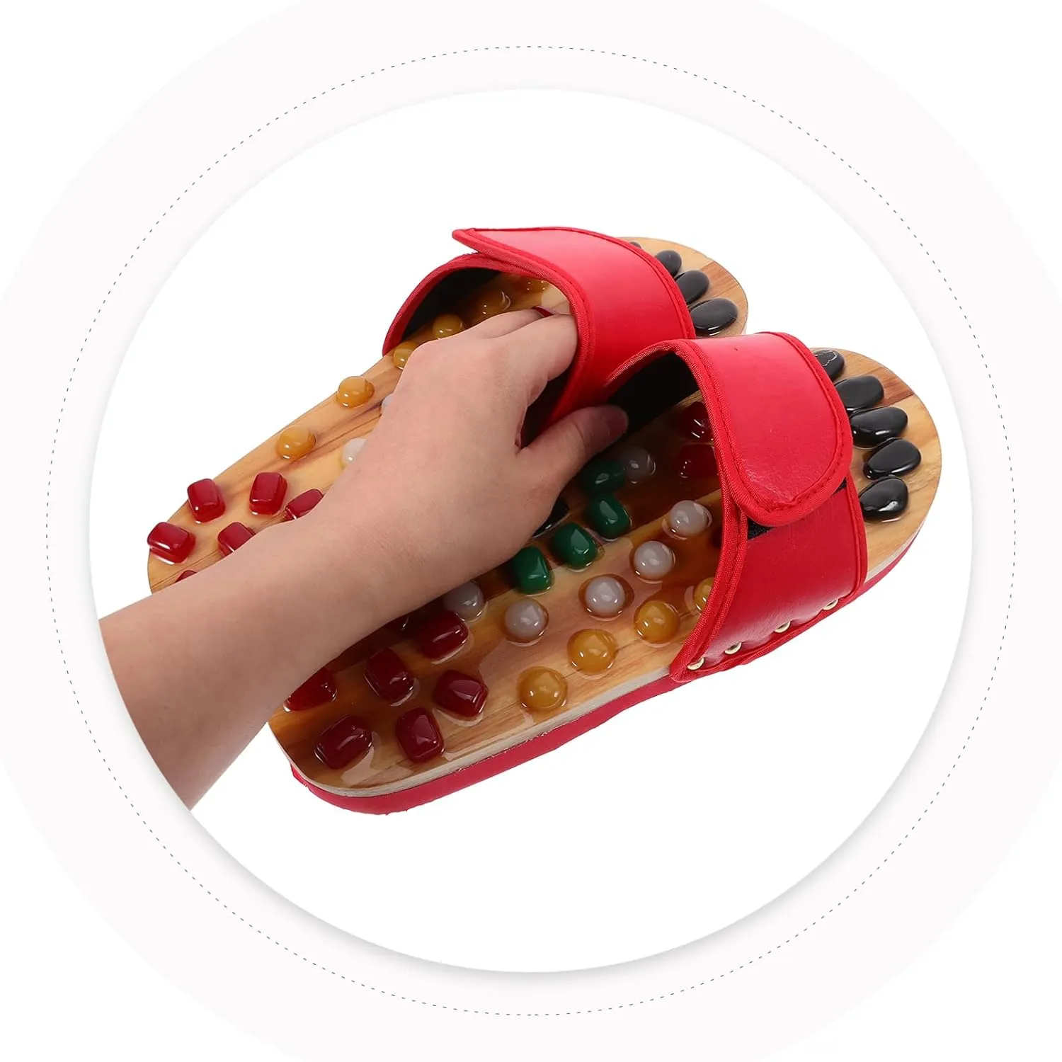 Massage for Foot Acupressure Massage Slippers Cobblestone Slippers Red Size 43-44 Health Care Shoes