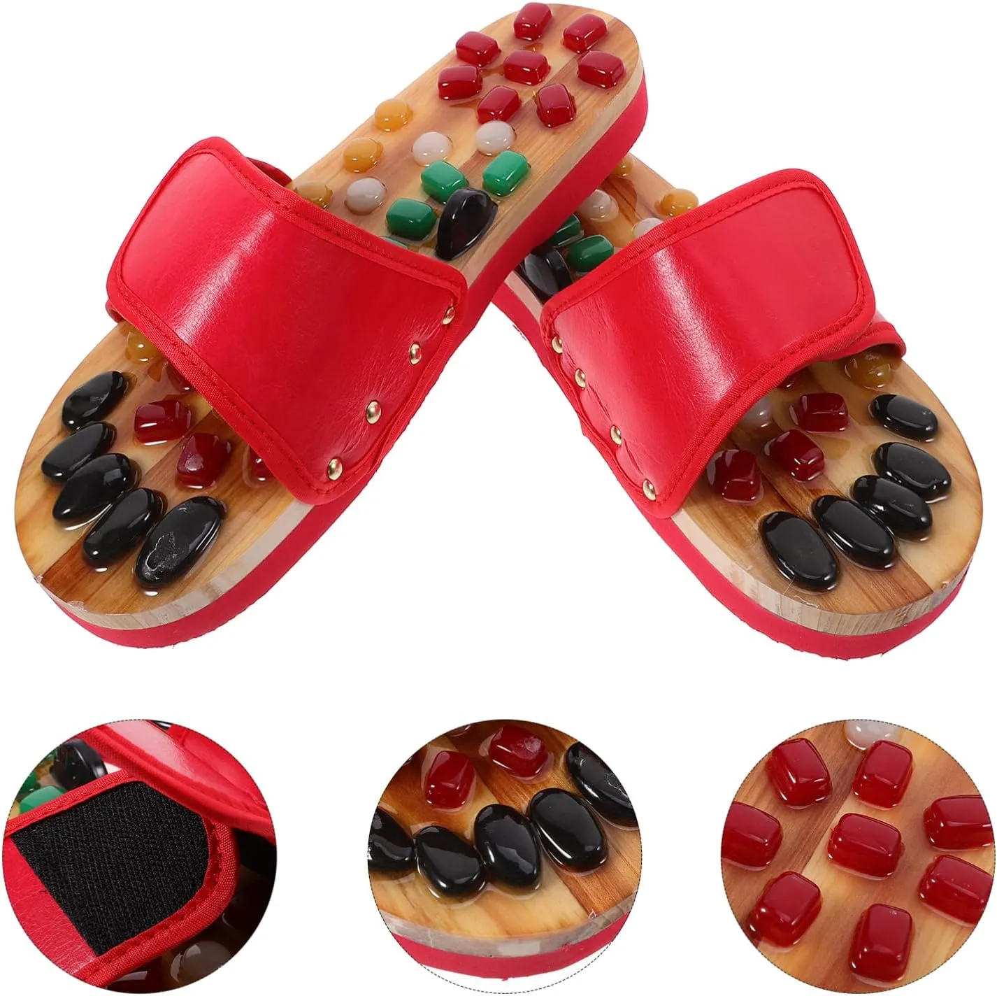 Massage for Foot Acupressure Massage Slippers Cobblestone Slippers Red Size 43-44 Health Care Shoes