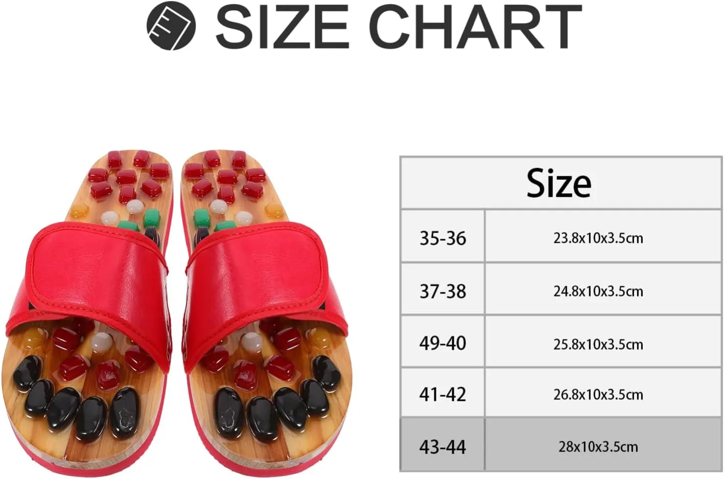 Massage for Foot Acupressure Massage Slippers Cobblestone Slippers Red Size 43-44 Health Care Shoes