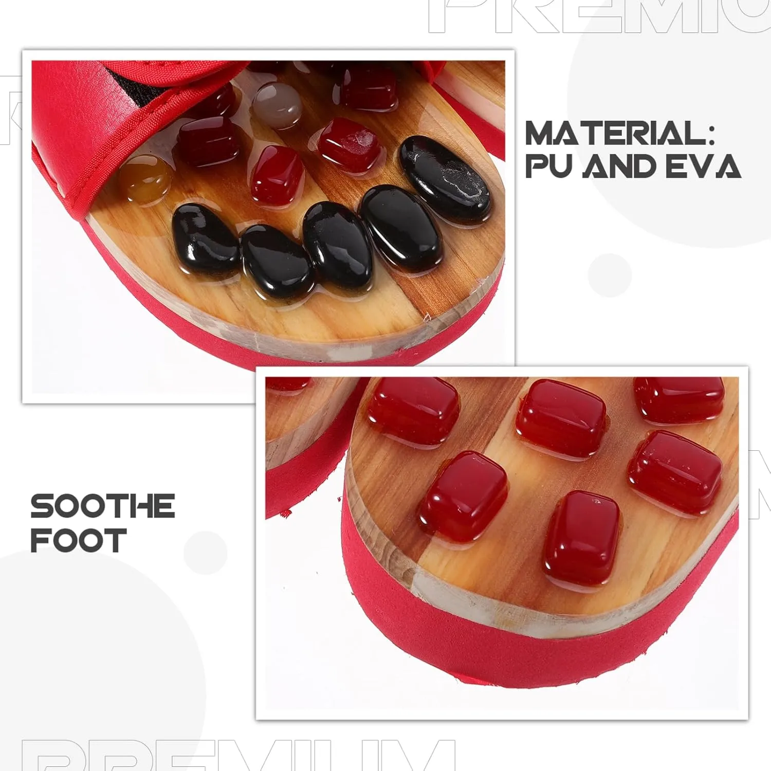 Massage for Foot Acupressure Massage Slippers Cobblestone Slippers Red Size 43-44 Health Care Shoes