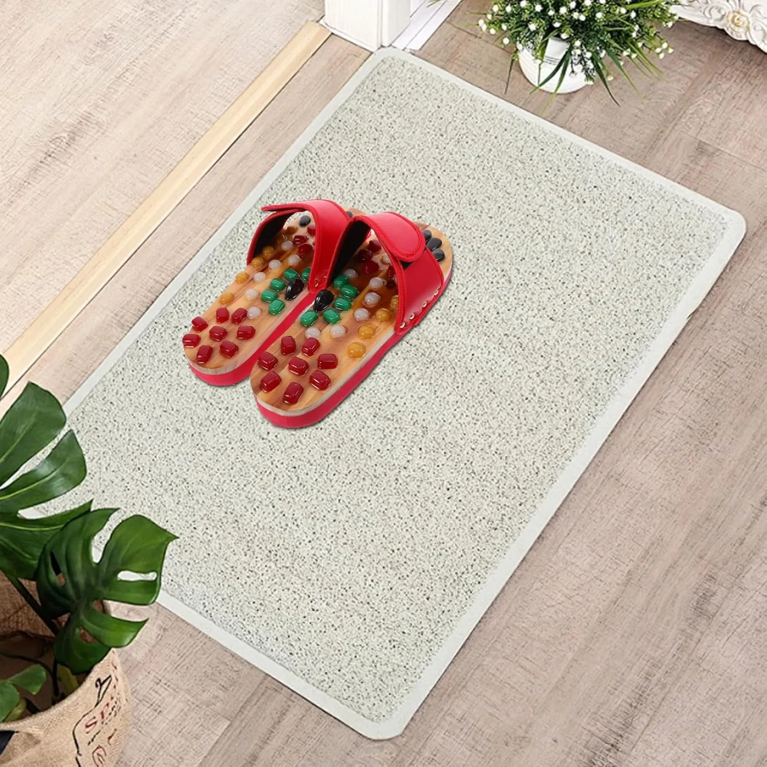 Massage for Foot Acupressure Massage Slippers Cobblestone Slippers Red Size 43-44 Health Care Shoes