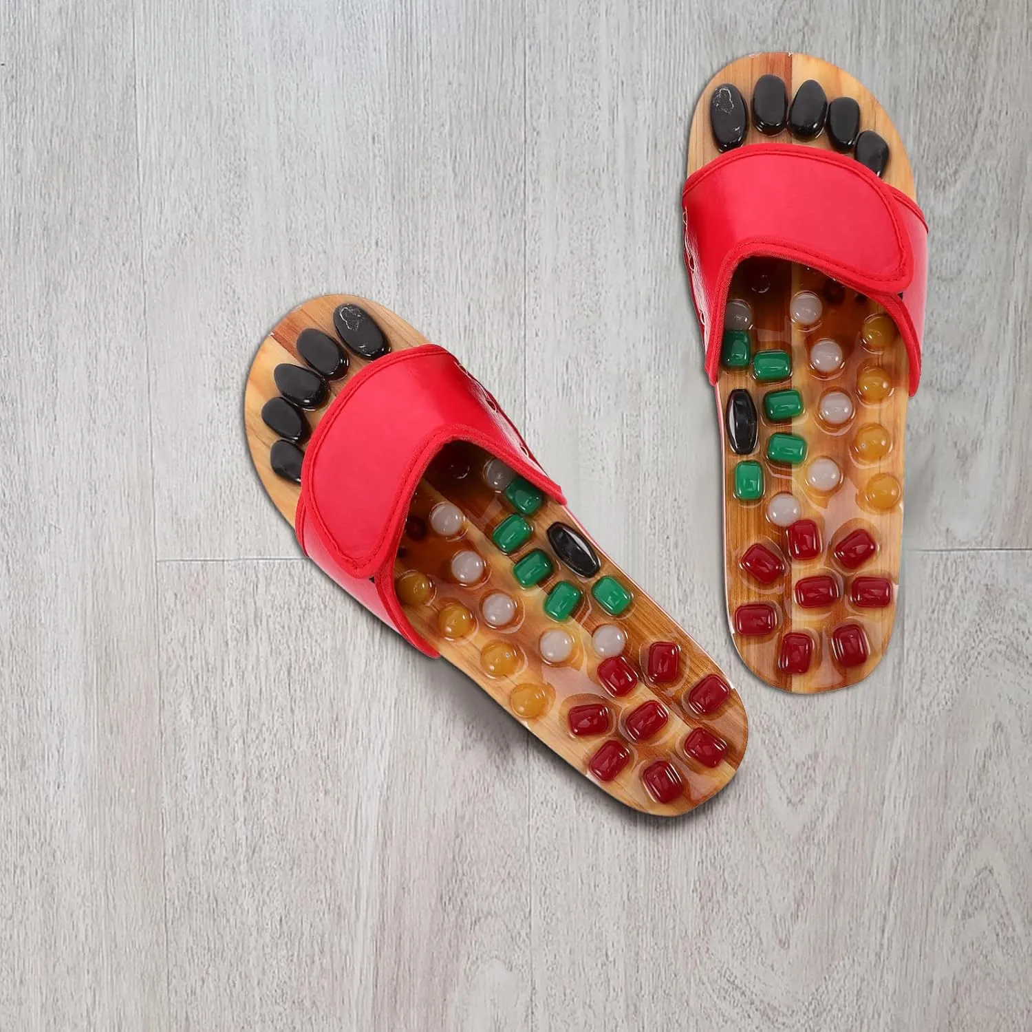 Massage for Foot Acupressure Massage Slippers Cobblestone Slippers Red Size 43-44 Health Care Shoes