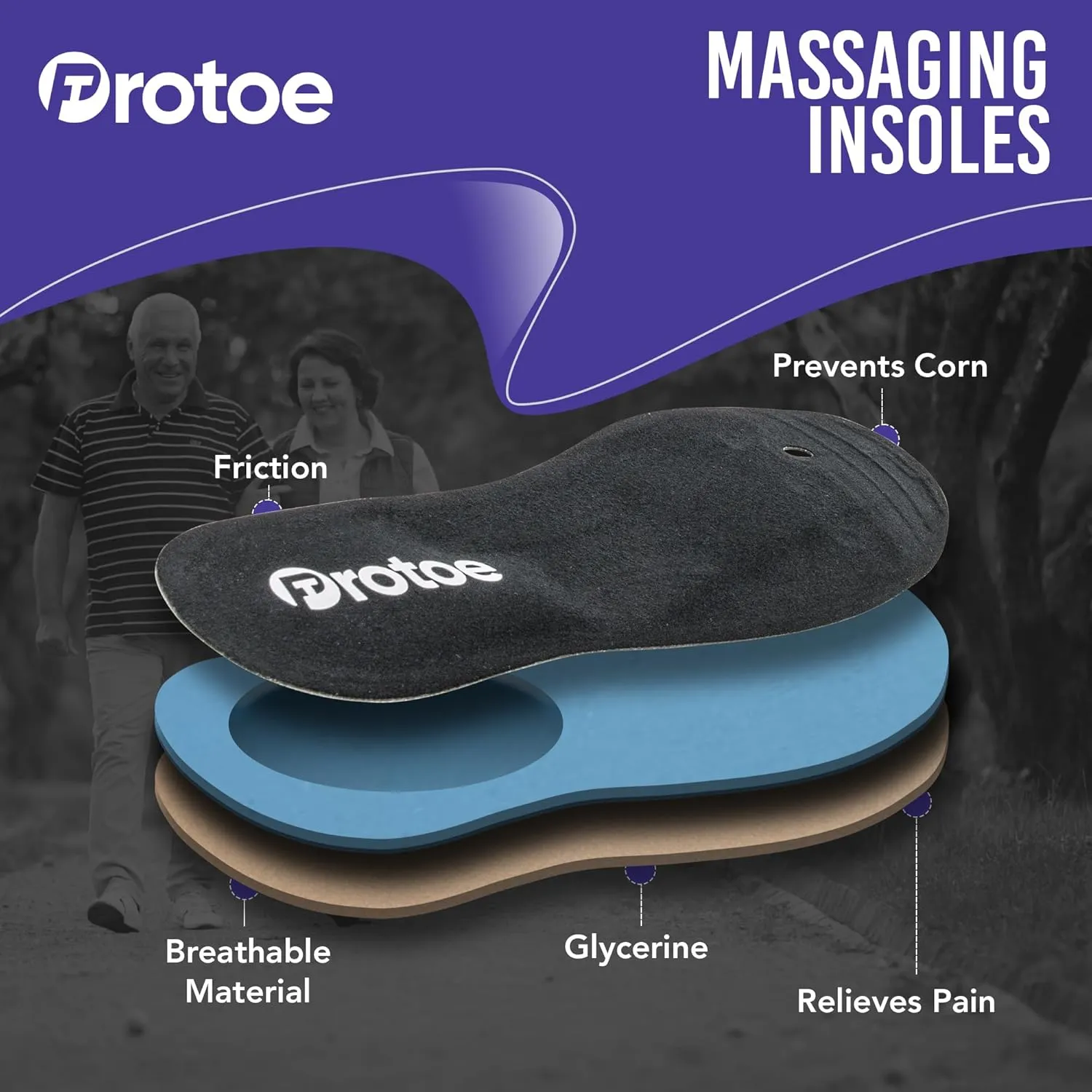 Massaging Insoles for Men and Women - Liquid Glycerin - Fits All Shoes - Adjustable for Sandals - Relief for Plantar Fasciitis, Heels Spurs, Arthritis & More (XX Men's 13-16)