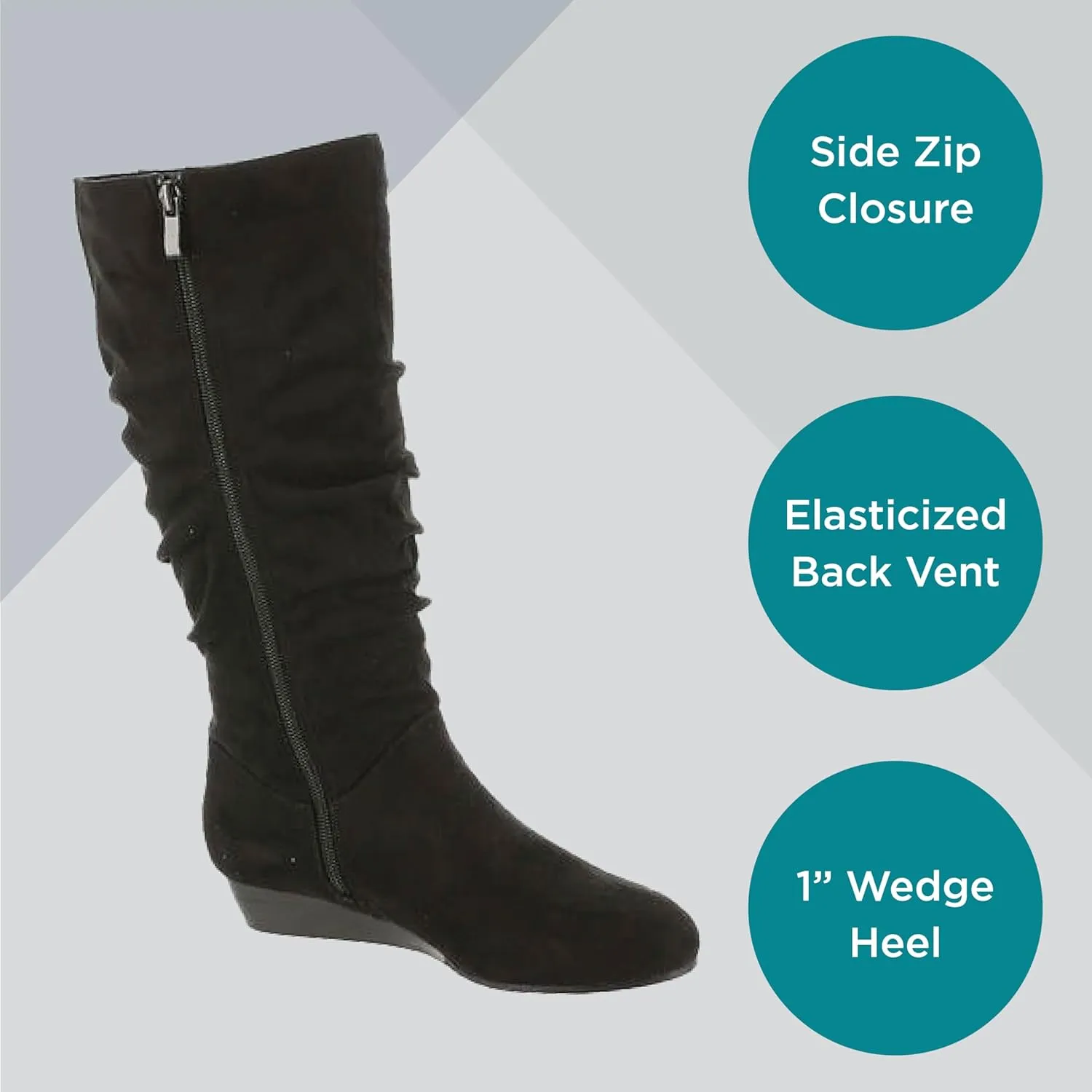 Masseys Women's Khloe Slouchy Mid Calf Wedge Boot